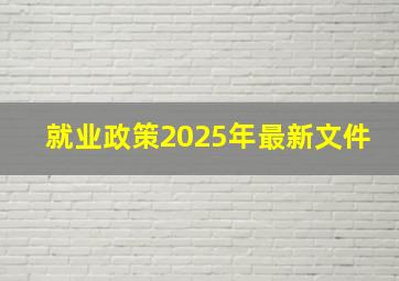 就业政策2025年最新文件