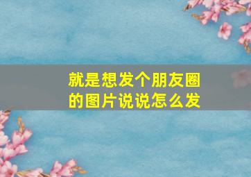 就是想发个朋友圈的图片说说怎么发