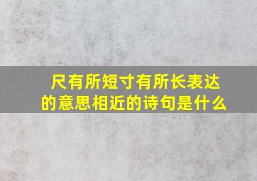 尺有所短寸有所长表达的意思相近的诗句是什么