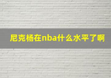 尼克杨在nba什么水平了啊