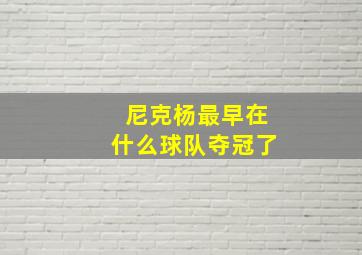 尼克杨最早在什么球队夺冠了