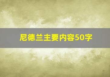 尼德兰主要内容50字