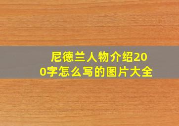 尼德兰人物介绍200字怎么写的图片大全