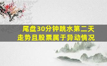 尾盘30分钟跳水第二天走势且股票属于异动情况