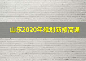 山东2020年规划新修高速