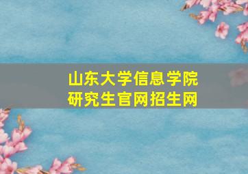 山东大学信息学院研究生官网招生网