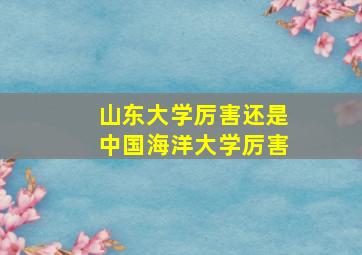 山东大学厉害还是中国海洋大学厉害