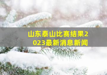 山东泰山比赛结果2023最新消息新闻