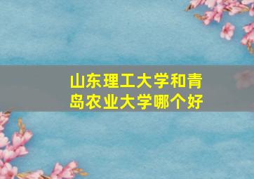 山东理工大学和青岛农业大学哪个好