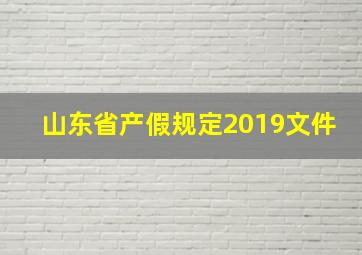 山东省产假规定2019文件