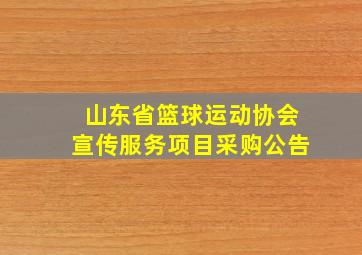 山东省篮球运动协会宣传服务项目采购公告