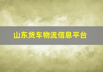 山东货车物流信息平台