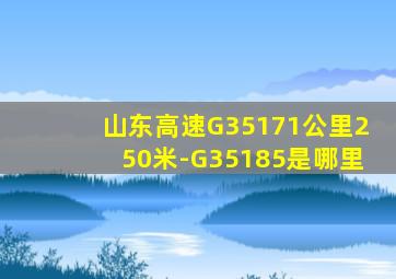 山东高速G35171公里250米-G35185是哪里