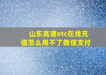 山东高速etc在线充值怎么用不了微信支付