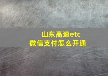 山东高速etc微信支付怎么开通