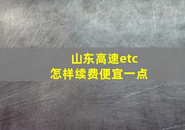 山东高速etc怎样续费便宜一点