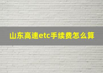 山东高速etc手续费怎么算