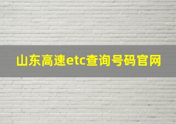 山东高速etc查询号码官网