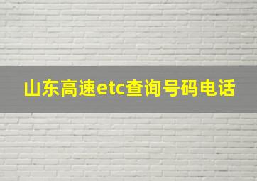 山东高速etc查询号码电话