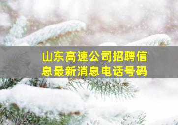 山东高速公司招聘信息最新消息电话号码