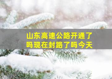 山东高速公路开通了吗现在封路了吗今天