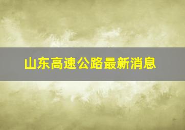 山东高速公路最新消息