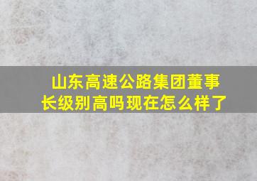 山东高速公路集团董事长级别高吗现在怎么样了