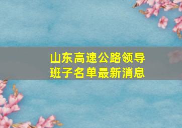 山东高速公路领导班子名单最新消息