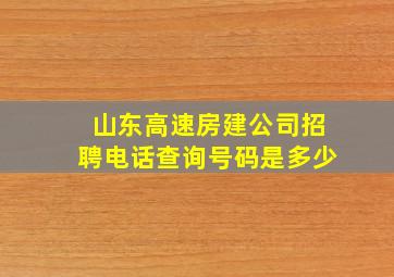 山东高速房建公司招聘电话查询号码是多少