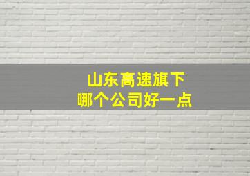 山东高速旗下哪个公司好一点