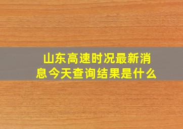 山东高速时况最新消息今天查询结果是什么