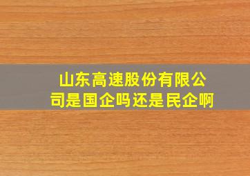 山东高速股份有限公司是国企吗还是民企啊