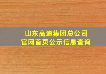 山东高速集团总公司官网首页公示信息查询