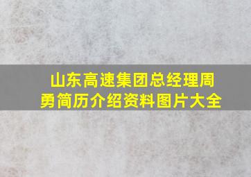 山东高速集团总经理周勇简历介绍资料图片大全