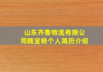 山东齐鲁物流有限公司魏宝艳个人简历介绍