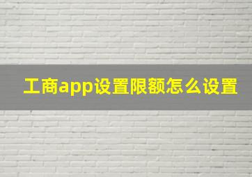 工商app设置限额怎么设置