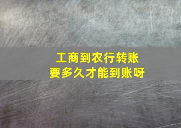 工商到农行转账要多久才能到账呀