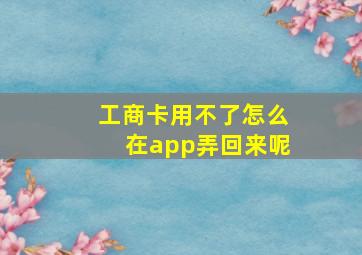 工商卡用不了怎么在app弄回来呢