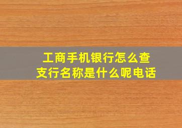 工商手机银行怎么查支行名称是什么呢电话