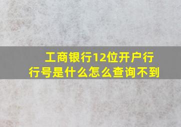 工商银行12位开户行行号是什么怎么查询不到