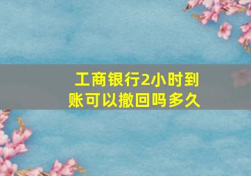 工商银行2小时到账可以撤回吗多久