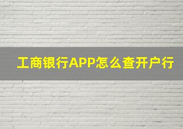 工商银行APP怎么查开户行