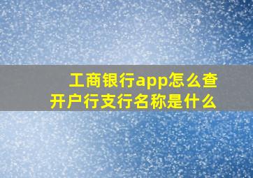 工商银行app怎么查开户行支行名称是什么