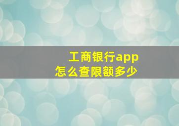 工商银行app怎么查限额多少