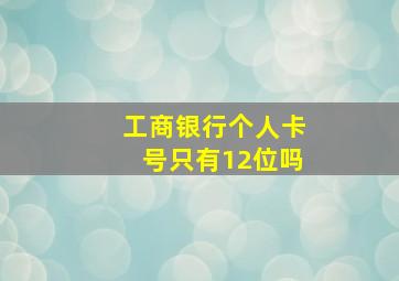 工商银行个人卡号只有12位吗