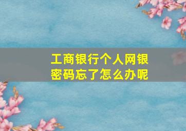 工商银行个人网银密码忘了怎么办呢