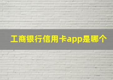 工商银行信用卡app是哪个