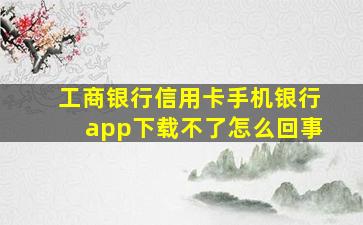 工商银行信用卡手机银行app下载不了怎么回事