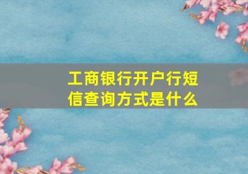 工商银行开户行短信查询方式是什么