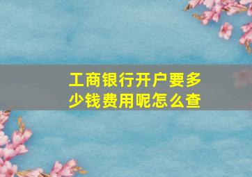 工商银行开户要多少钱费用呢怎么查